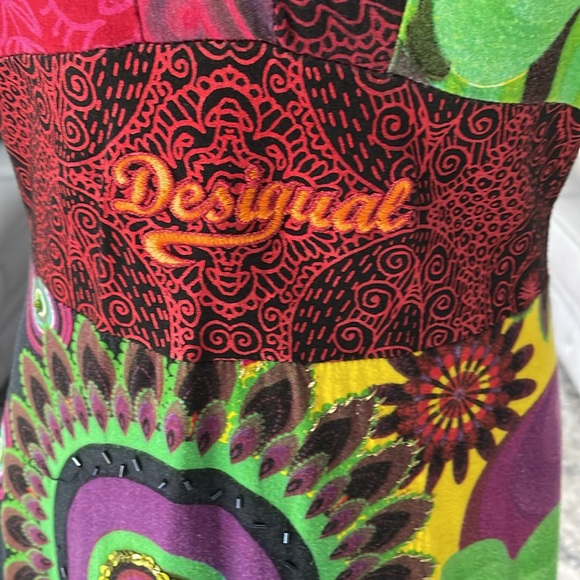 Desigual Women’s Multicolor A-line Short Sleeve Dress Size Small - Picture 3 of 14